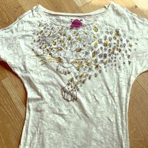 Free People Leopard Cheetah Tiger Tee M gold